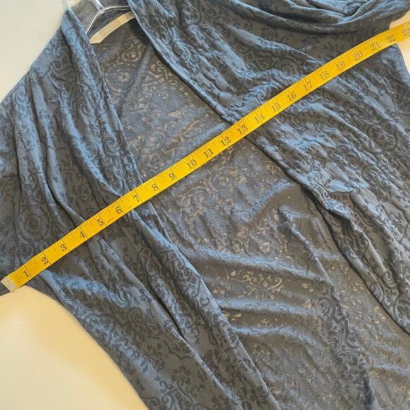 Athleta Open Cardigan Womens Medium Dusty Blue Paisley Burnout Draped Topper - Picture 7 of 7
